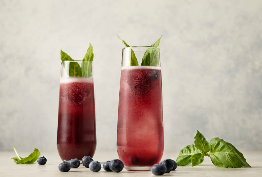 Blueberry Lemon Basil cocktails